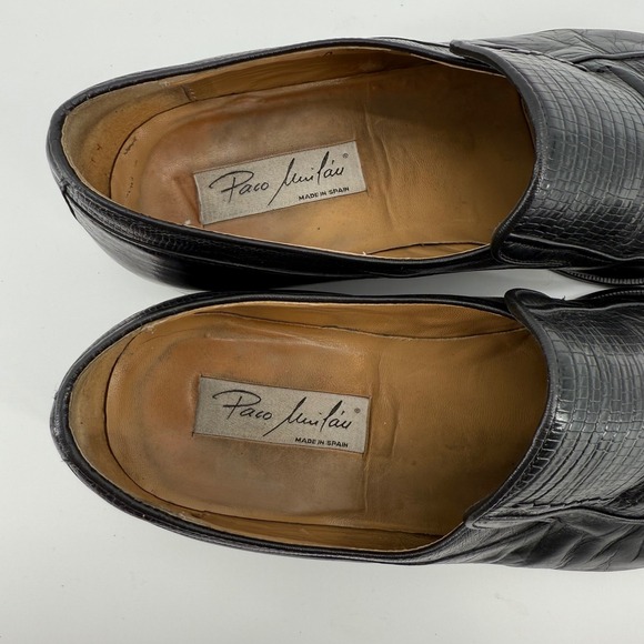 Paco Liufau Black Leather Lizard Print Loafer Dress Shoes Mens‎ Size 44 Spain main image 7